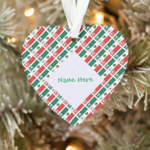 Personalized Mexico Flag Tiled Heart-Shaped Ornament
