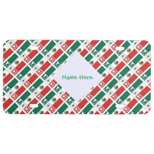 Personalized Mexico Flag Tiled  License Plate