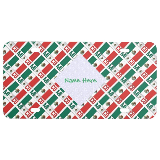 Personalized Mexico Flag Tiled  License Plate (Front)