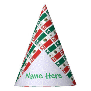 Personalized Mexico Flag Tiled Party Hat
