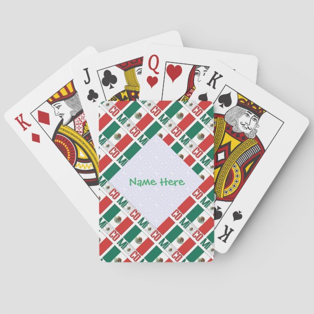 Personalized Mexico Flag Tiled Poker Cards (Back)