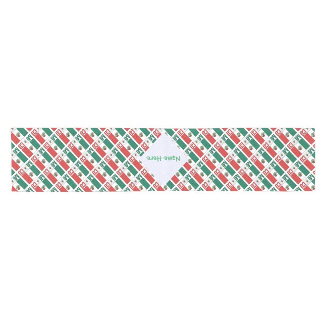 Personalized Mexico Flag Tiled Short Table Runner (Horizontal)