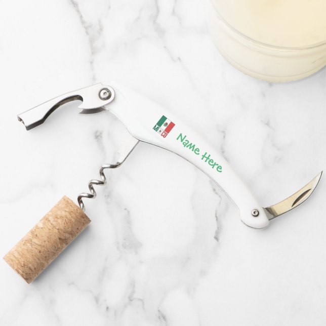 Personalized Mexico Flag Waiter's Corkscrew (Front)