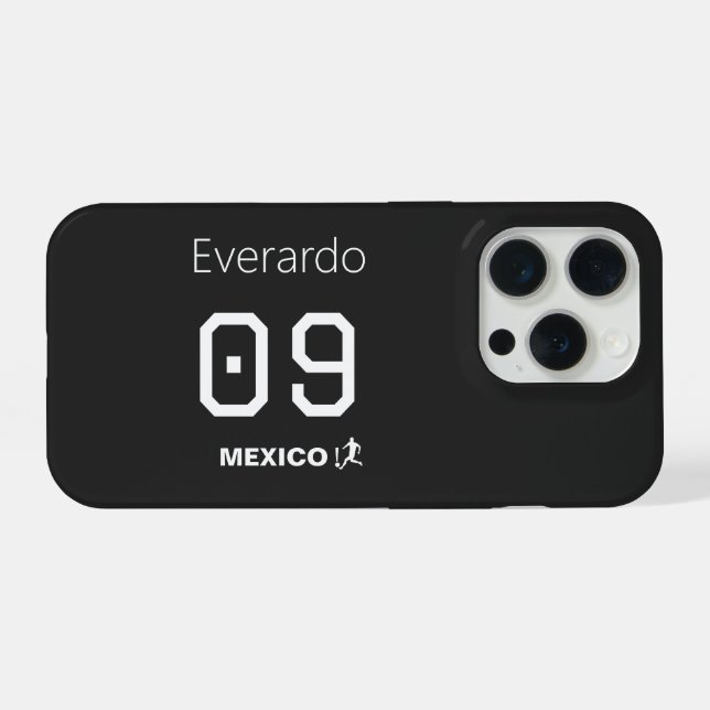Personalized Mexico Soccer Goal Black Jersey iPhone Case (Back Horizontal)