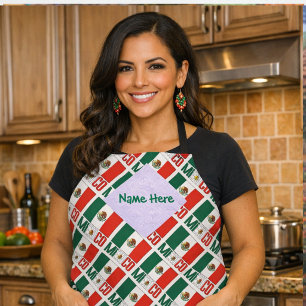 Personalized Mexico Tiled All Over Print  Apron