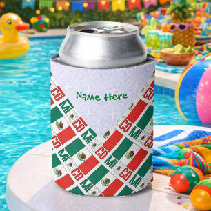 Personalized Mexico Tiled Flag Can Cooler