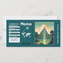 Personalized Mexico Travel Boarding Pass Card