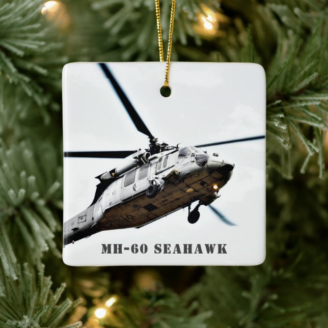 Personalized MH-60 Seahawk Military Helicopter Ceramic Ornament (Tree)