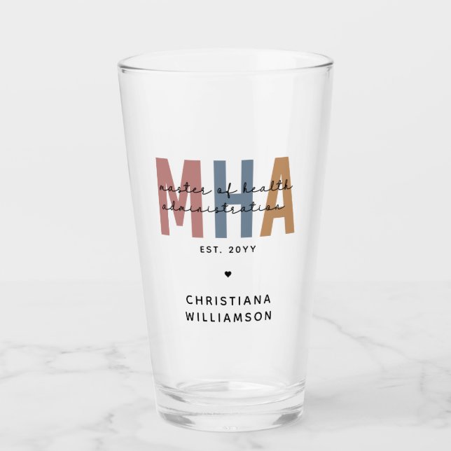 Personalized MHA Master of Health Administration Glass (Front)