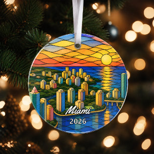 Personalized Miami Acrylic Ornament, Custom Florid Ornament
