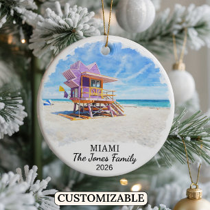 Personalized Miami Ornament, Custom Florida Ceramic Ornament