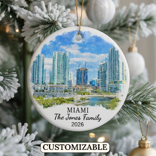 Personalized Miami Ornament, Custom Florida Ceramic Ornament