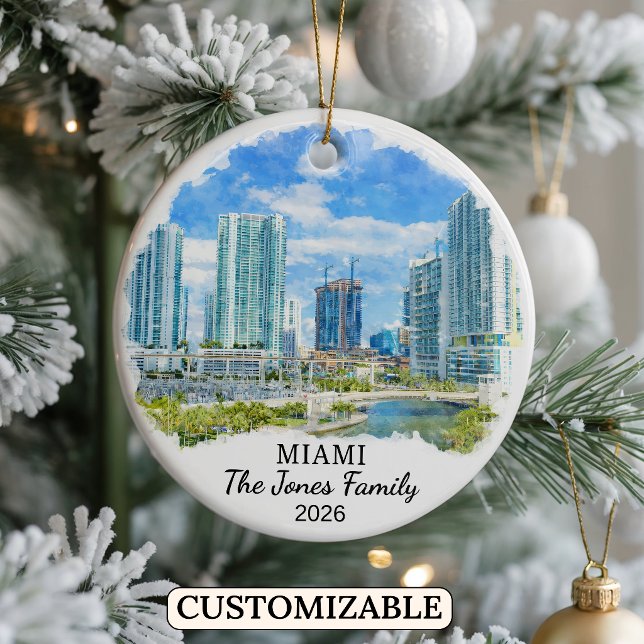 Personalized Miami Ornament, Custom Florida Ceramic Ornament (Creator Uploaded)
