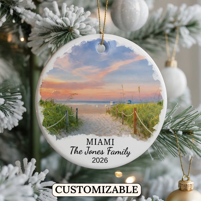 Personalized Miami Ornament, Custom Florida Ceramic Ornament (Creator Uploaded)