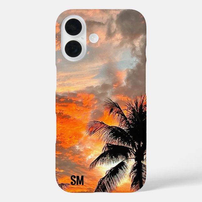 Personalized Miami Sunset Sturdy Apple iPhone Case (Back)
