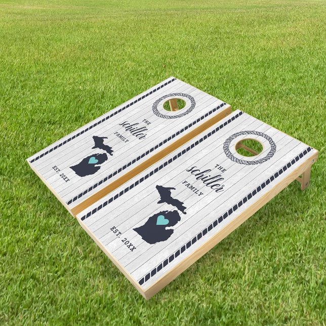 Personalized Michigan Family Name Cornhole Set (Creator Uploaded)