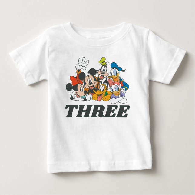 Personalized Mickey and Friends Birthday Baby T-Shirt (Front)