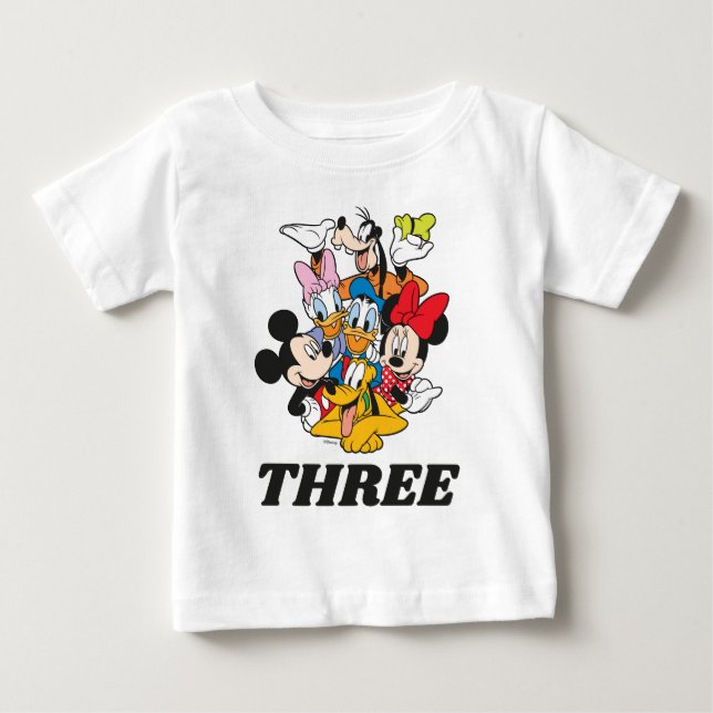 Personalized Mickey and Friends Birthday Baby T-Shirt (Front)