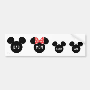 Personalized Mickey & Minnie Family - Boys Bumper Sticker