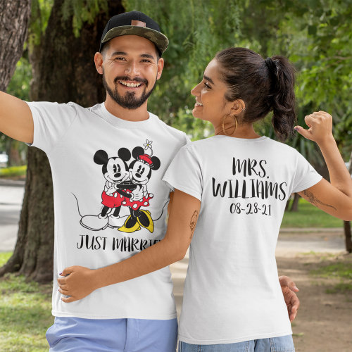 Personalized Mickey & Minnie - Just Married T-Shirt