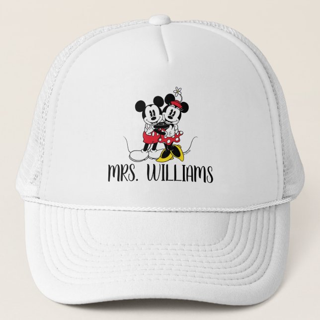 Personalized Mickey & Minnie - Just Married Trucker Hat (Front)
