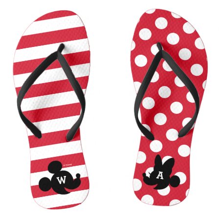 Personalized Mickey & Minnie Silhouette Flip Flops