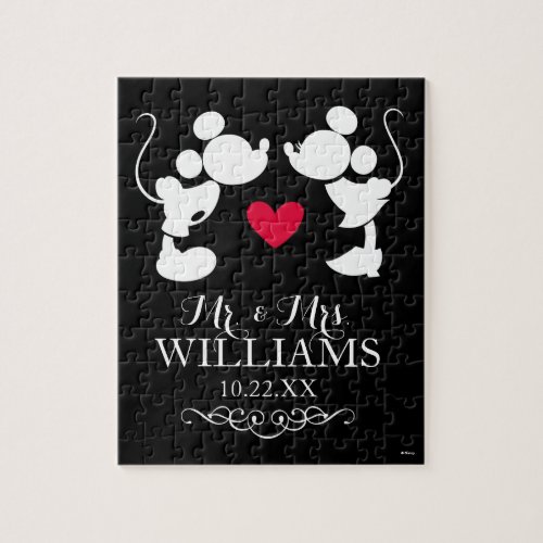 Personalized Mickey  Minnie Wedding  Silhouette Jigsaw Puzzle