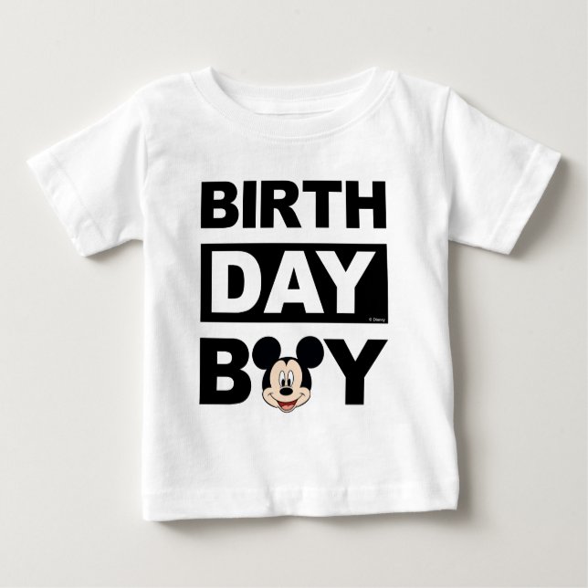 Personalized Mickey Mouse Birthday Boy Baby T-Shirt (Front)