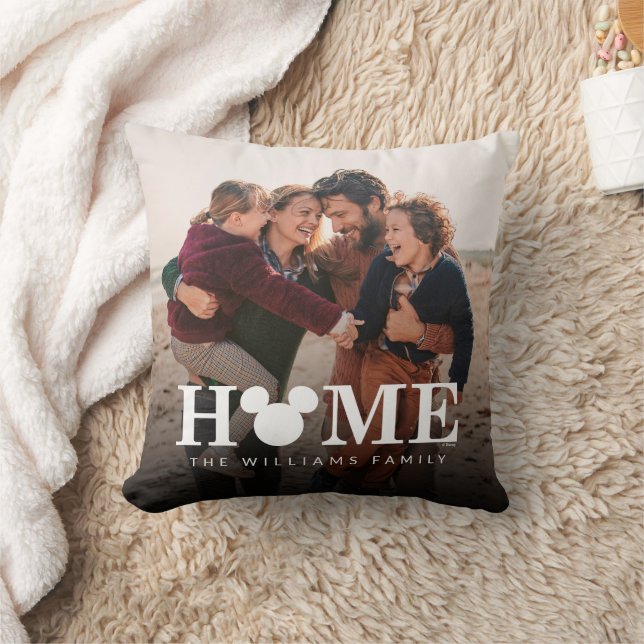 Personalized Mickey Mouse Home | Family Photo Throw Pillow (Blanket)