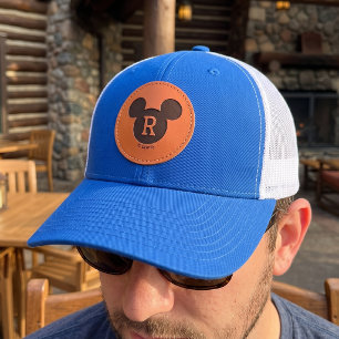 Personalized Mickey Mouse Initial Icon Leather Patch Hat