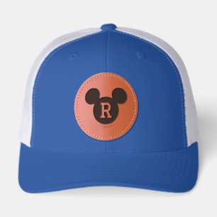 Personalized Mickey Mouse Initial Icon Leather Patch Hat