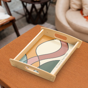 Personalized Mid Century Abstract Kitchen Decor Serving Tray