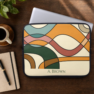 Personalized Mid Century Abstract Tech Style Laptop Sleeve