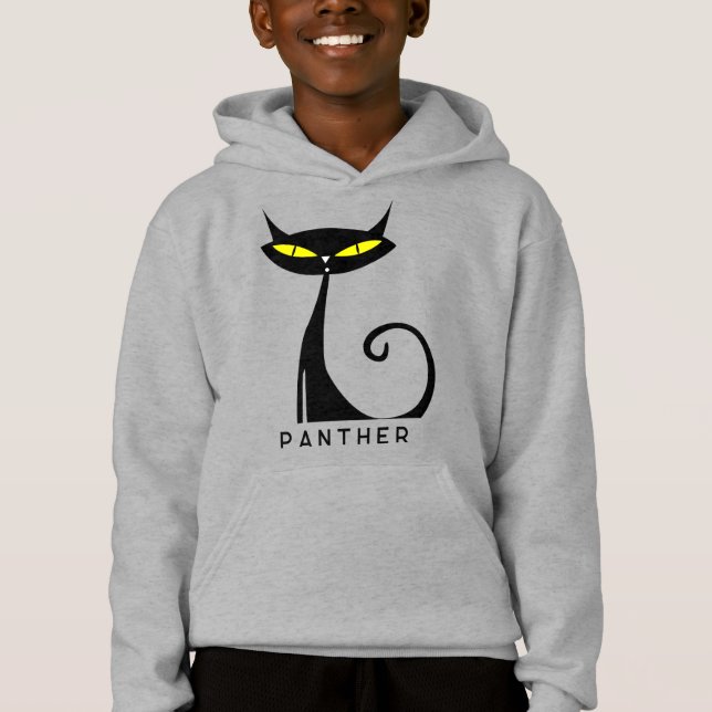 Personalized Mid Century Modern Atomic Black Cat Hoodie (Front)