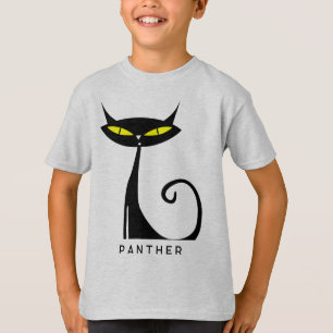 Personalized Mid Century Modern Atomic Black Cat T-Shirt