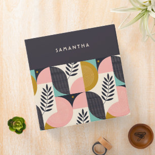 Personalized Mid-Century Modern Geometric Boho 3 Ring Binder