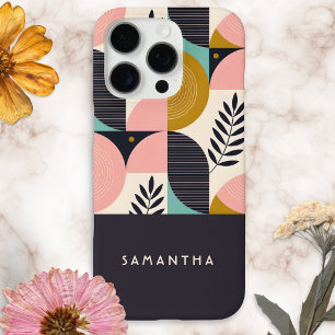 Personalized Mid-Century Modern Geometric Boho iPhone 16 Pro Case