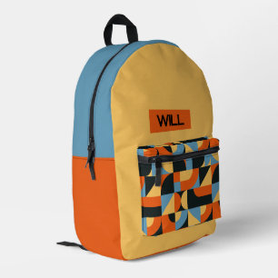 Personalized Mid Century Modern Kids Custom Name Printed Backpack