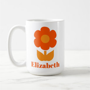Personalized Mid Century Modern Retro 70s Flower Coffee Mug