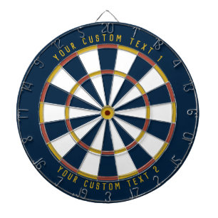Personalized Mid-Century Mustard Yellow Red & Blue Dart Board
