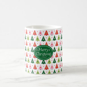 Personalized Mid Century Retro Christmas Tree Coffee Mug
