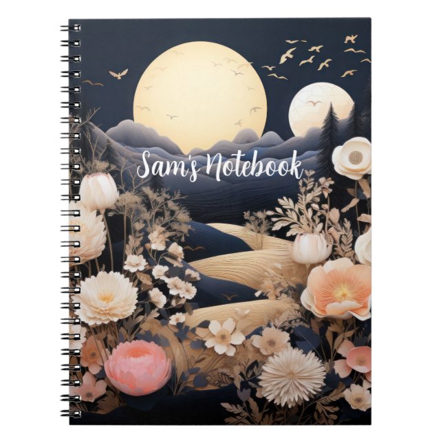 Personalized Midnight Boho Garden Gift Notebook (Front)