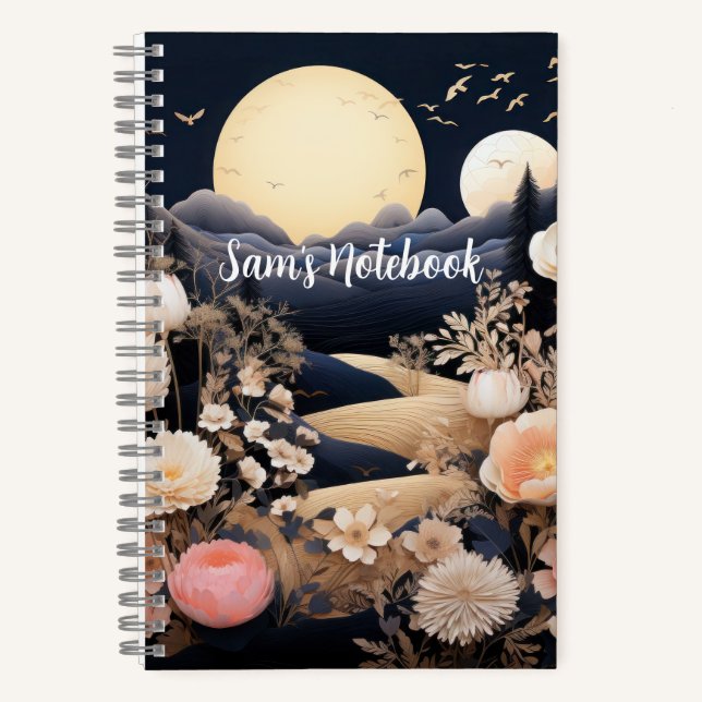 Personalized Midnight Boho Garden Gift Notebook (Front)