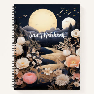 Personalized Midnight Boho Garden Gift Notebook