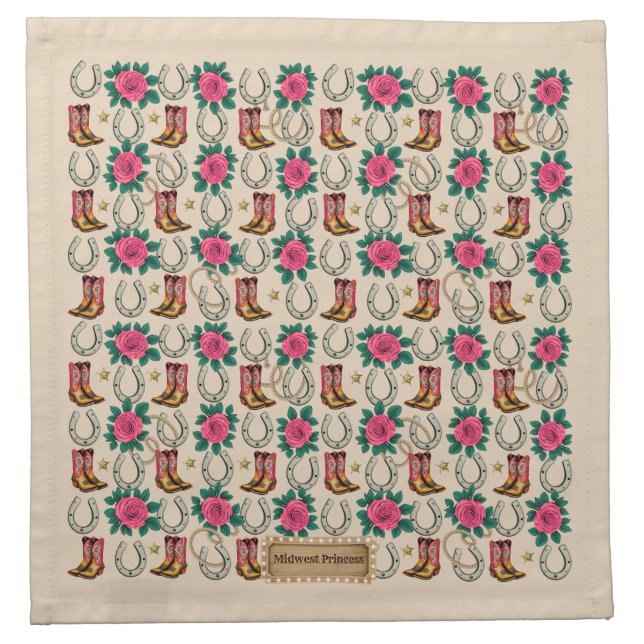 Personalized Midwest Princess designer cotton Cloth Napkin (Front)