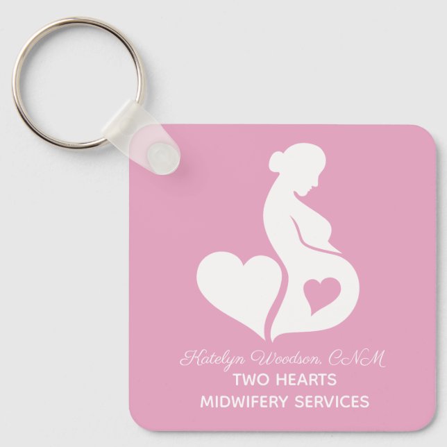 Personalized Midwife Beautiful Doula OBGYN Pink Keychain (Front)