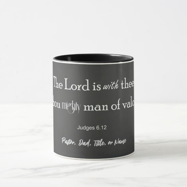 Personalized Mighty Man of Valor Bible Verse Mug (Center)