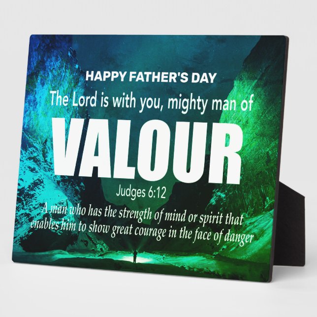 Personalized MIGHTY MAN OF VALOUR Christian Plaque (Side)
