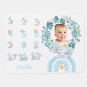 Personalized Milestone Baby boy  Blanket