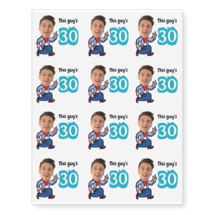 Personalized Milestone Birthday Custom Photo & Age Temporary Tattoos